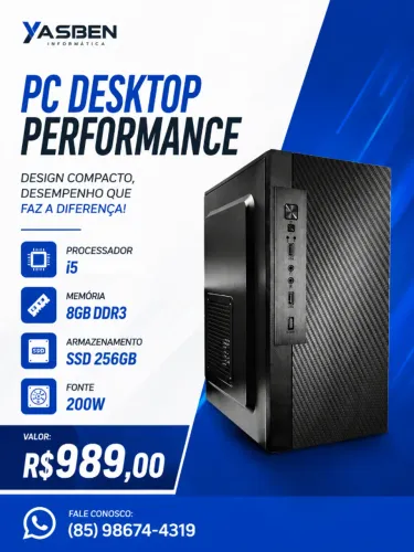 PC Desktop Intel Core i5 - 8GB - SSD 256GB - 1 de garantia 
