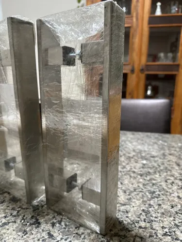 2 Puxador Inox Escovado Para Porta Pivotante Madeira 30cm