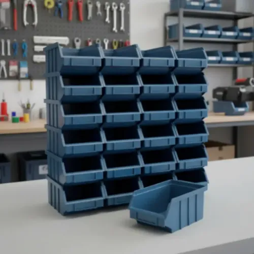 Caixa Gaveta Organizador Bin N3 Preto / Azul Plástico