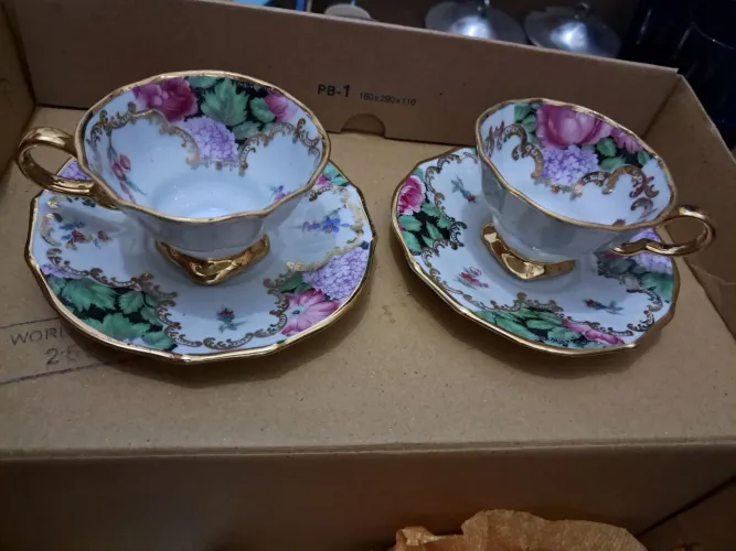 3 Duplas De Xícaras De Chá/Café Antigas Porcelana Anos 50/70 - Impecáveis