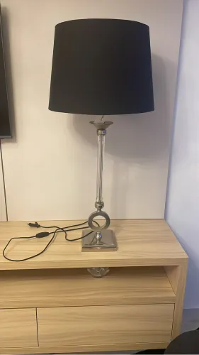 Abajur BRETON Erva Mate latão e cristal - Luminária de mesa
