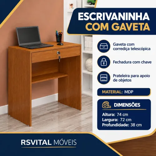 Mesa para computador e escrivaninha com gaveta cinamomo (NA EMBALAGEM)