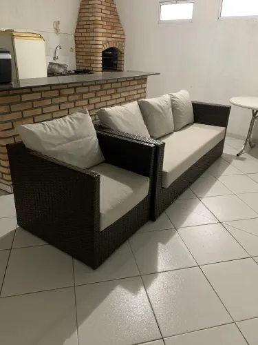 Sofá em fibra de 3 lug 2X80 larg  e prof e poltrona de 1 lug 70X80 forro novo 