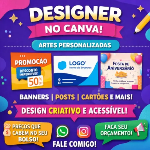 Precisa de Arte Rápida? Faço Designs no Canva Sob Medida