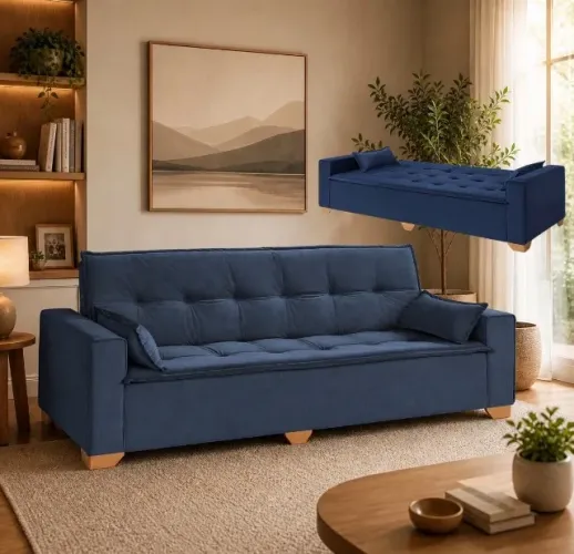 Sofá Merano Cama 2,18m Azul