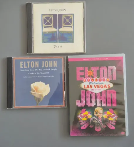 Elton John - CD single Candle In The Wind + CD Duets (importados) + DVD Live in Las Vegas