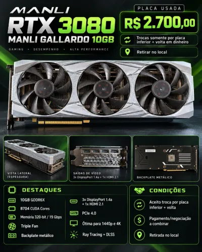 Placa de vídeo Nvidia RTX 3080 10GB