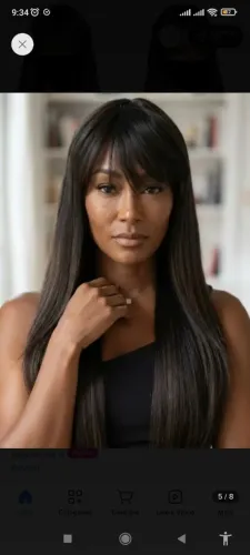 Peruca Sleek Lace Wig com 60cm na cor Castanho Escuro com Luzes