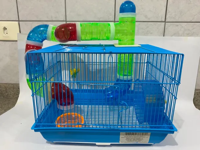 Gaiola para Hamster Completa com Túneis e Roda - Semi Nova