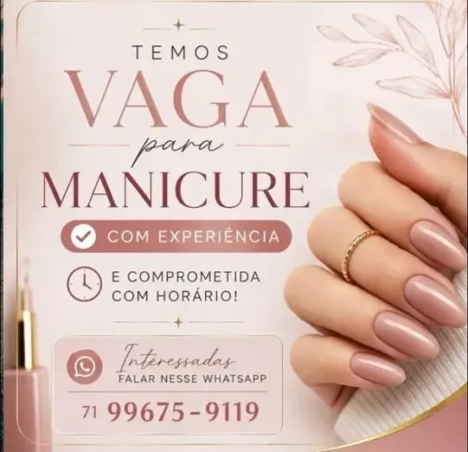 Vaga para manicure/ nails designer