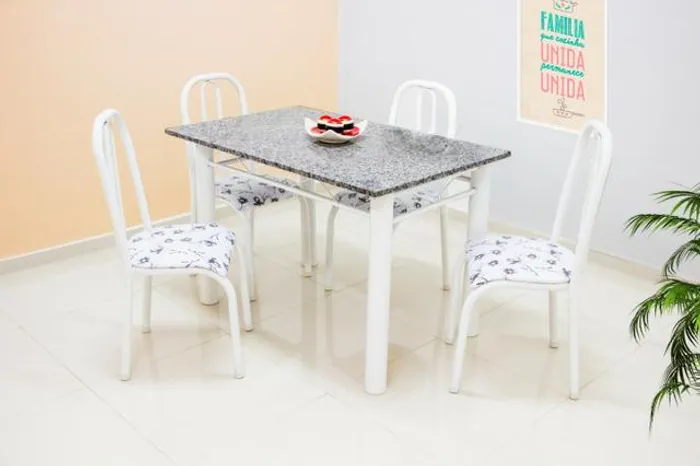 Conjunto mesa jantar Paris 04 cadeiras granito = Pronta entrega!