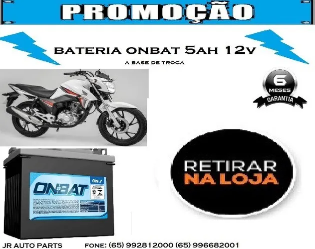 Bateria onbat 5ah Honda Tintan 160 2014 2015 2016 2017 2018 2019 2020 2021 