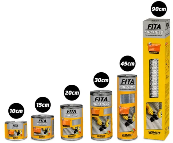 Fita Manta Asfáltica Auto Adesiva 90cm x 10M Aluminizada -Telhado - Asfáltica Auto Adesiva