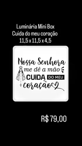Luminária mini box Cuida do meu coração