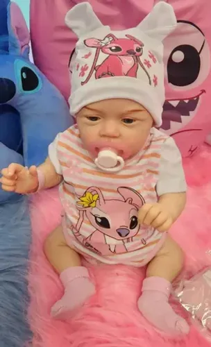 Boneca bebê reborn recém nascido menina realista toda de silicone 49 cm