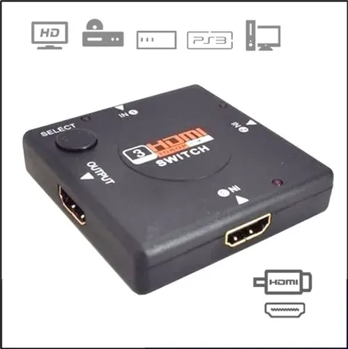 Chaveador Seletor Hub Switch Hdmi 3x1 Divisor 3d