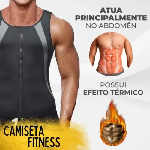 Camiseta Cinta Modeladora Queima Gordura Masculino Com Zíper _ ES04