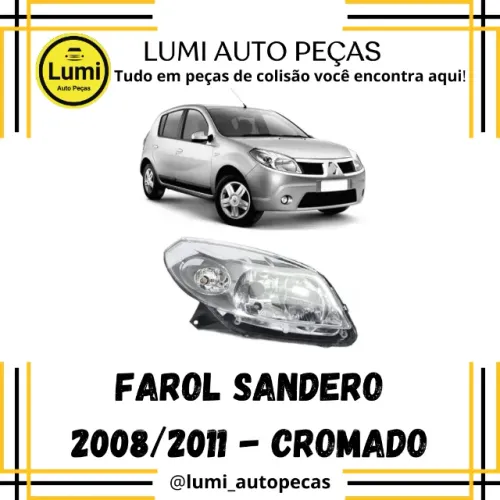 Farol Sandero 2008/2011 Cromado - NOVO 