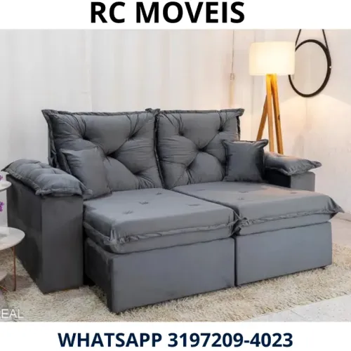 Sofá Londres Retrátil e Reclinável 2m - Veludo Premium com Pillow D33