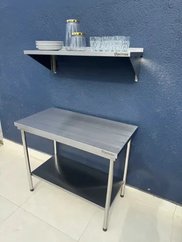 Bancada + prateleira inox