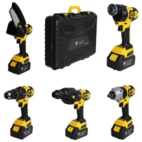 KIT MULTIFERRAMENTAS 5 EM 1 A BATERIA 48V AMARELA NK-1666-PRO-AM