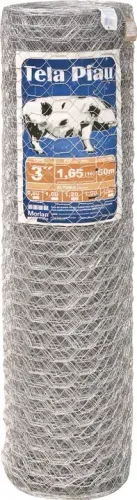 Tela metálica hexagonal, malha 3", 16 BWG x 1,5 m, com 50 m, mangueirão, MORLAN