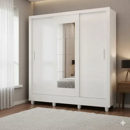 Guarda roupa de casal com portas de correr (espelho incluso)
