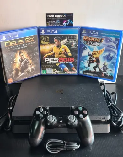 PS4 SLIM 500GB (SEMI-NOVO) C/ GARANTIA DE 3 MESES_SOMOS LOJA FÍSICA EM CAXIAS