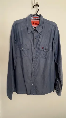 Camisa Jeans/Chambray Manga Longa Mandi Urbanclothes - Botões de Pressão - Original