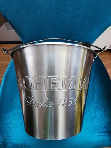 Balde de gelo de aço inox da Bohemia para 6 garrafas