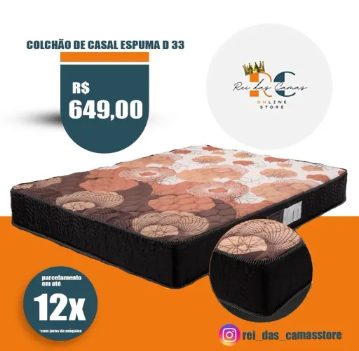 Colchão de Casal Espuma D33 - Frete grátis 