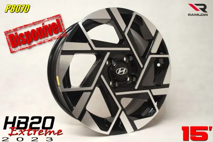 Roda Hyundai Hb20 Extreme preta com diamantado aro 15 4x100