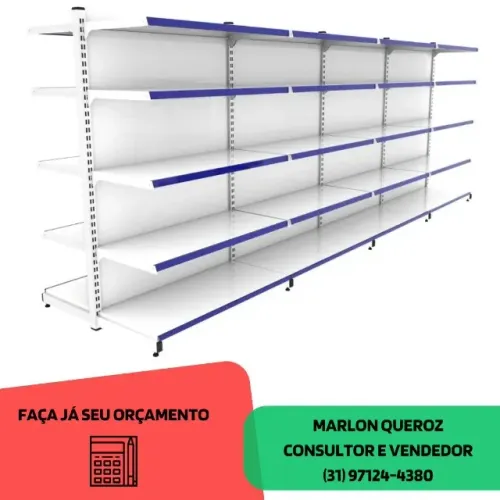 Gondola de Centro com Porta Etiqueta Azul Polar