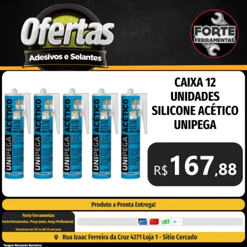 Caixa 12 Unidades Silicone Acético Unipega