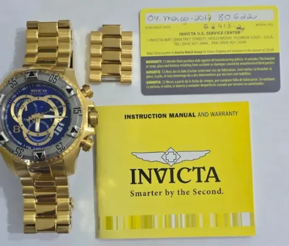 Relogio Invicta Excursion Reserve Crono Plaque Ouro 80622 - ORIGINAL