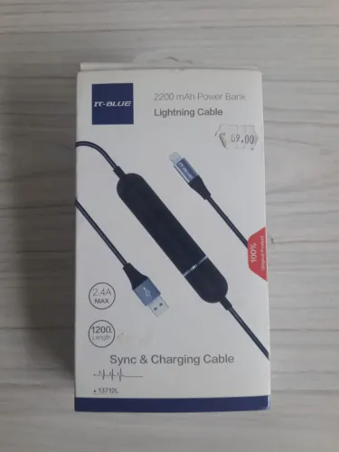 NOVO Cabo Lightning para Carregamento e Sincronização com Bateria Power Bank 2200mAh