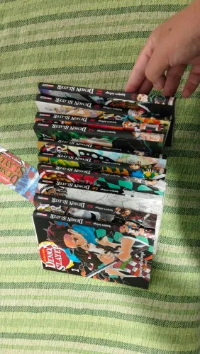 Mangá demon slayer kimetsu no yaiba do 1-10 . O 3° está sem a segunda capa.