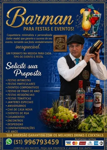 BARTENDER PROFISSIONAL PARA SUA FESTA !