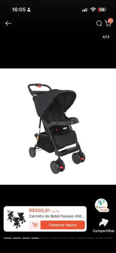Carrinho de Bebê - Máxi Baby Preto