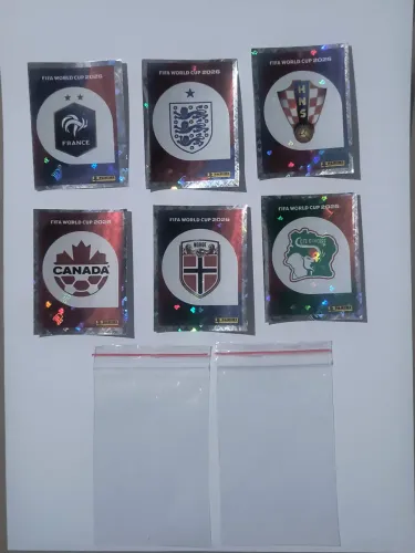 Figurinhas Brilhantes Escudos Copa 2026 Panini (França, Inglaterra, Croácia)