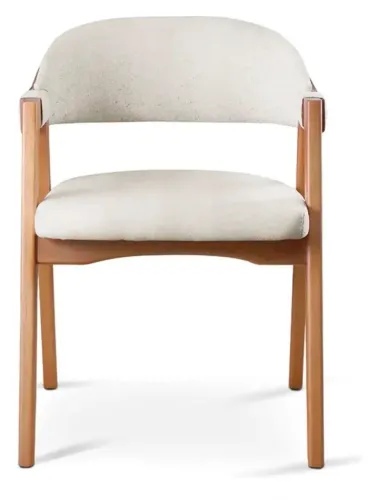 Jogo de 2 Cadeiras poltrona de Madeira e Linho Off White