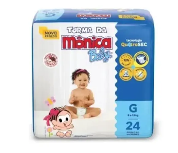 Fralda Turma da Mônica Baby Jumbo G com 24un