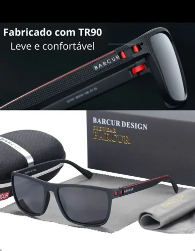 Óculos de sol original Barcur UV400 com teste de polaridade 