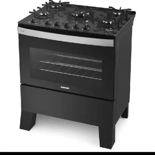 Vendo Fogão de 5 bocas, tampo de vidro preto, puxador inox