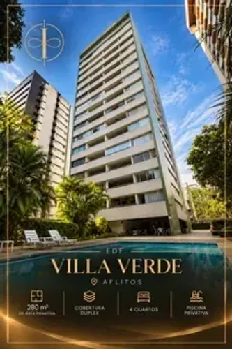 EDF. VILLA VERDE | COBERTURA DUPLEX 280m² | AFLITOS | 4 QUARTOS | PISCINA PRIVATIVA