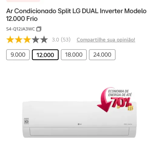 Frente ar condicionado LG 12000btu