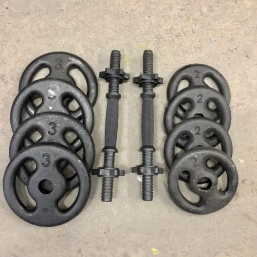 Kit Musculação: Anilhas em Ferro, Barra 35cm c/ Rosca e Porca