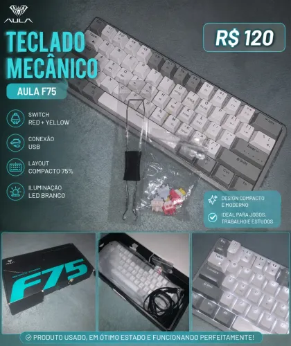 ? TECLADO MECÂNICO AULA F75 - R$120