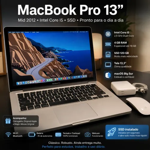 MacBook Pro 13? Mid 2012 i5 SSD 120GB + Carregador Original