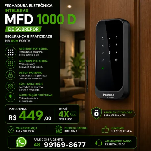 Fechadura Intelbras MFD 1000 D de sobrepor + Instalação